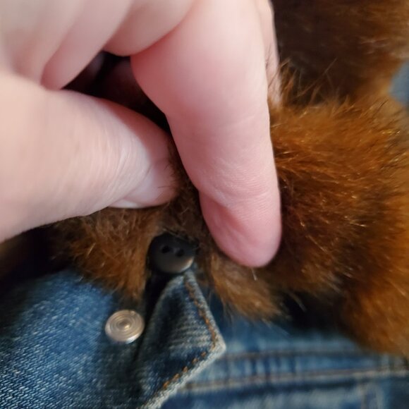 St. Johns Bay Vintage-Inspired Denim Vest with Faux Fur Trim - Size Large - Picture 6 of 7